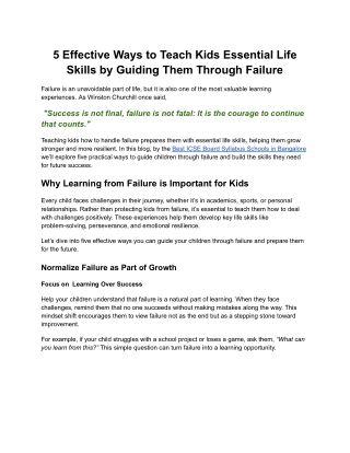 5 Effective Ways to Teach Kids Essential Life Skills by Guiding Them Through Failure