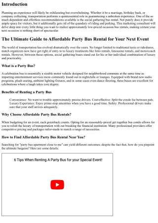 The Ultimate Guide to Affordable Party Bus Rental for Your Next Event