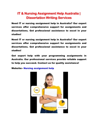 IT & Nursing Assignment Help Australia | Dissertation Writing Services