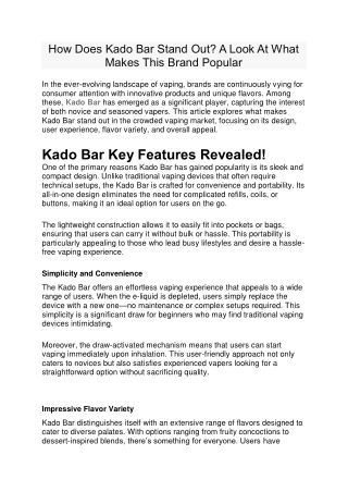 How Does Kado Bar Stand Out? A Look At What Makes This Brand Popular