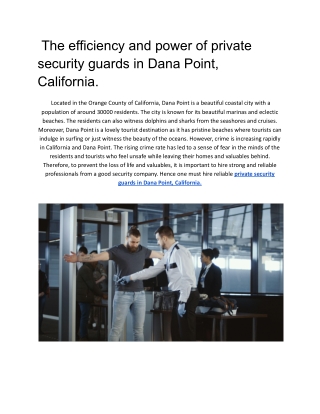 The efficiency and power of private security guards in Dana Point, California