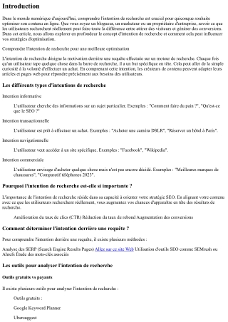 Comprendre l'intention de recherche pour une meilleure optimisation