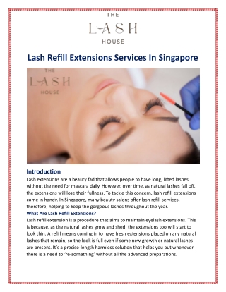 Lash Refill Extensions Services In Singapore