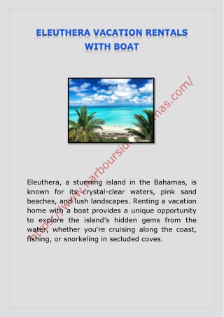 ELEUTHERA VACATION RENTALS WITH BOAT