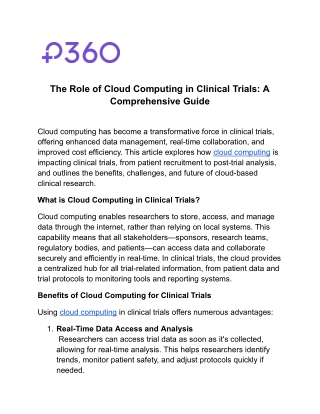 The Role of Cloud Computing in Clinical Trials: A Comprehensive Guide