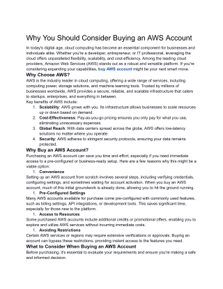 Why You Should Consider Buying an AWS Account