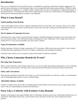 Party Like a Celebrity with Exclusive Limo Rentals!