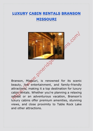 LUXURY CABIN RENTALS BRANSON MISSOURI