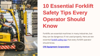 10 Essential Forklift Safety Tips Every Operator Should Know