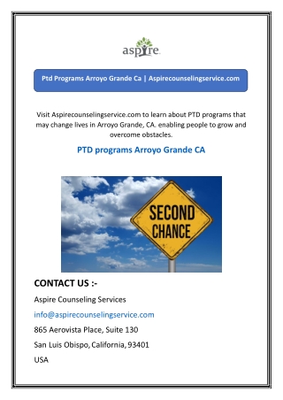 Ptd Programs Arroyo Grande Ca  Aspirecounselingservice