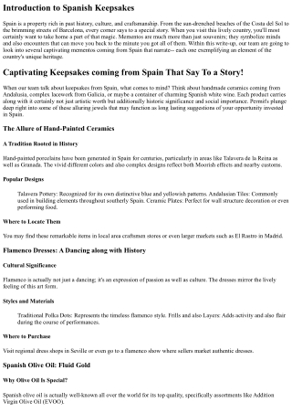 Captivating Keepsakes from Spain That Narrate!