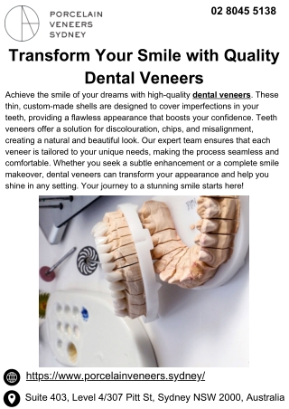 Transform Your Smile with Quality Dental Veneers