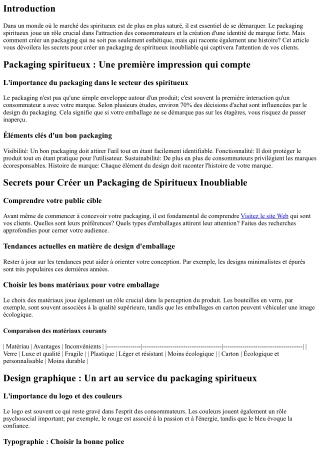 Secrets pour Créer un Packaging de Spiritueux Inoubliable