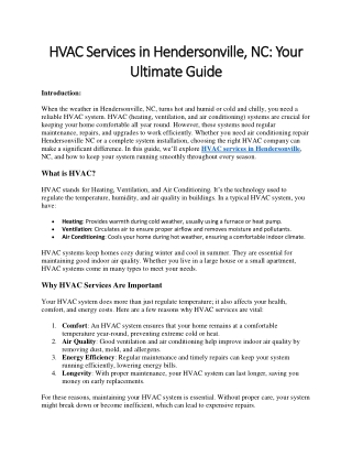 HVAC Services in Hendersonville NC Your Ultimate Guide
