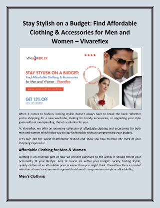 Stay Stylish on a Budget Find Affordable Clothing & Accessories for Men and Women – Vivareflex