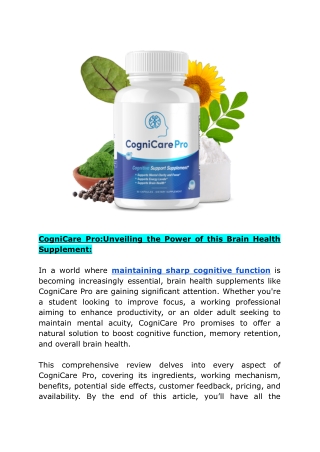 Unveiling the Power of this Brain Health Supplement: