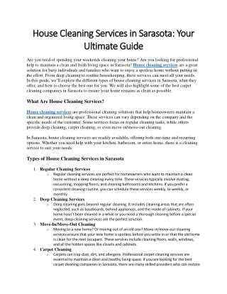 House Cleaning Services in Sarasota Your Ultimate Guide
