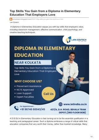 larnedutech.blogspot.com-Top Skills You Gain from a Diploma in Elementary Education That Employers Love