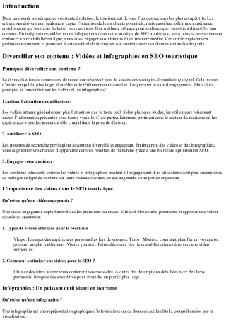 Diversifier son contenu : Vidéos et infographies en SEO touristique