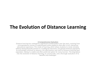The Evolution of Distance Learning