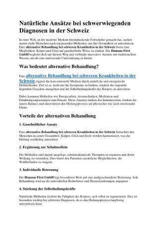 Natürliche Ansätze bei schwerwiegenden Diagnosen in der Schweiz