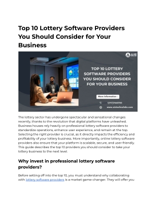 Top 10 Lottery Software Providers You Should Consider for Your Business