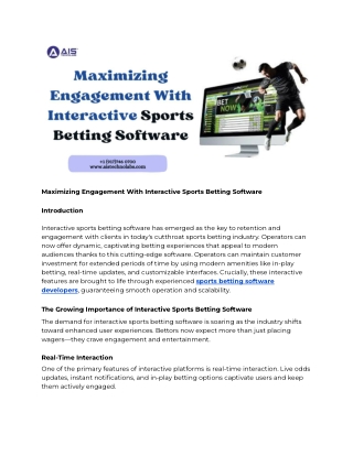 Maximizing Engagement With Interactive Sports Betting Software