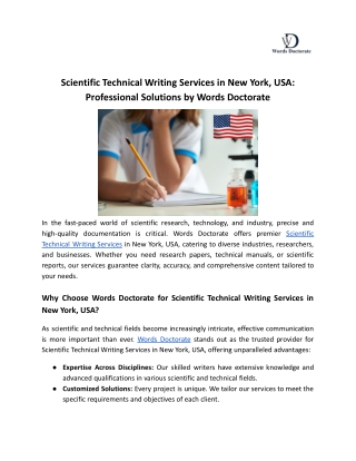 Scientific Technical Writing Services in New York, USA_ Professional Solutions by Words Doctorate