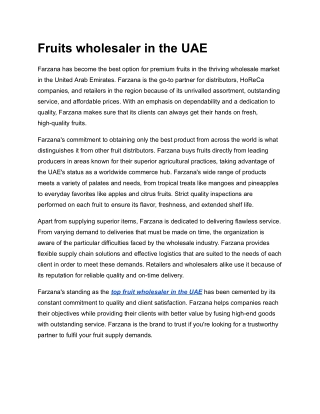 Fruits wholesaler in the UAE