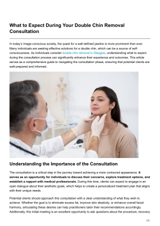 What to Expect During Your Double Chin Removal Consultation