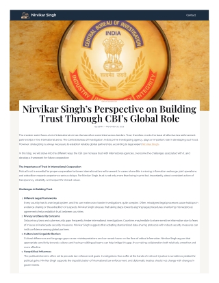 Nirvikar Singh’s Perspective on Building Trust Through CBI’s Global Role