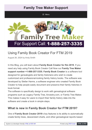 Using Family Book Creator For FTM 2019