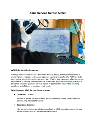 Asus Service Center Ajman