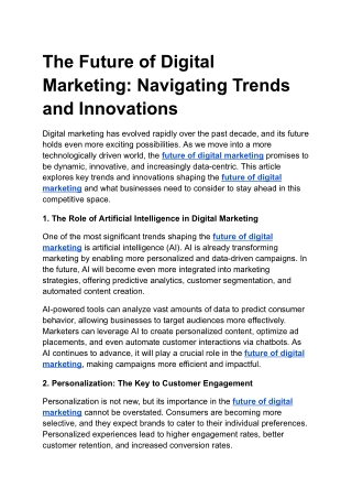 The Future of Digital Marketing: Navigating Trends and Innovations