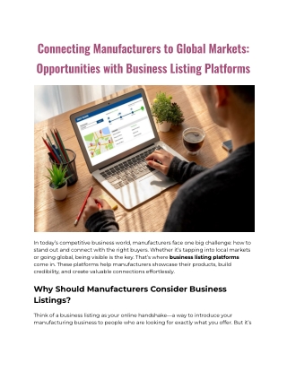 Connecting Manufacturers to Global Markets Opportunities with Business Listing Platforms