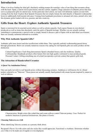 Gifts coming from the Heart: Look Into Authentic Spanish Treasures