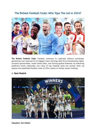 The Richest Football Clubs_ Who Tops The List in 2024