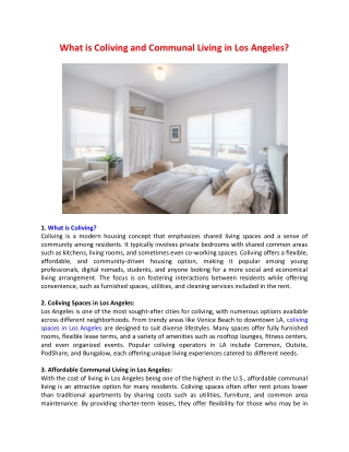 What is Coliving and Communal Living in Los Angeles