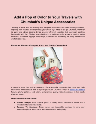 Add a Pop of Color to Your Travels with Chumbak's Unique Accessories