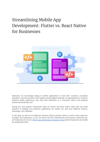 Streamlining Mobile App Development: Flutter vs. React Native for Businesses