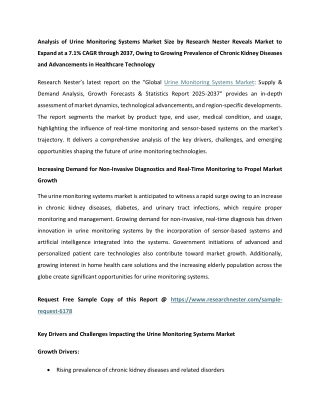 Urine Monitoring Systems Market Size 2037