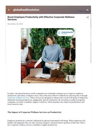 Boost Employee Productivity with Effective Corporate Wellness Services