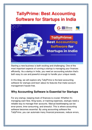 TallyPrime Best Accounting Software for Startups in India