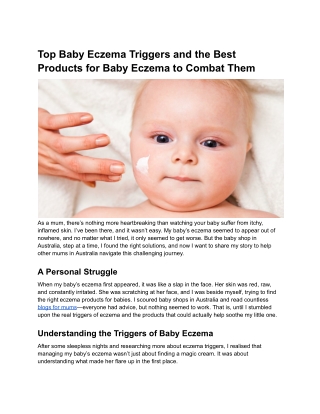 Top Baby Eczema Triggers and the Best Products of Baby Eczema to Combat Them