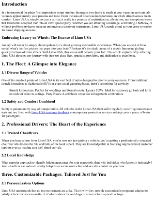Luxury on Wheels: Why Limo USA is Your Go-To for Elegant Transport