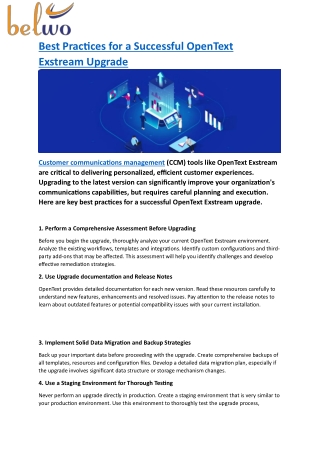 Best Practices for a Successful OpenText Exstream Upgrade