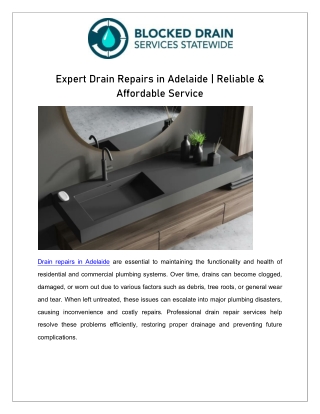 We Make Drain Repairs and Cleaning Easy in Adelaide