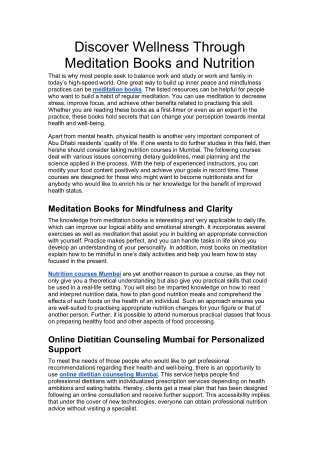 Discover Wellness Through Meditation Books and Nutrition