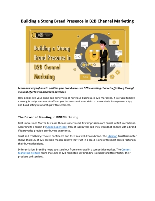 Building a Strong Brand Presence in B2B Channel Marketing