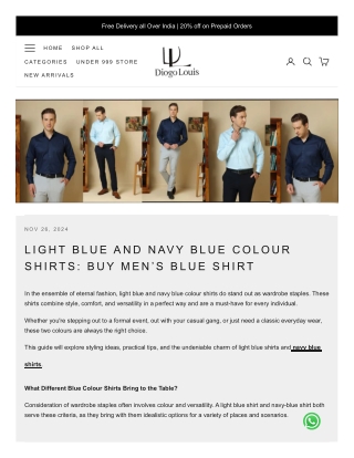 Light Blue and Navy Blue Colour Shirts: Buy Men’s Blue Shirt